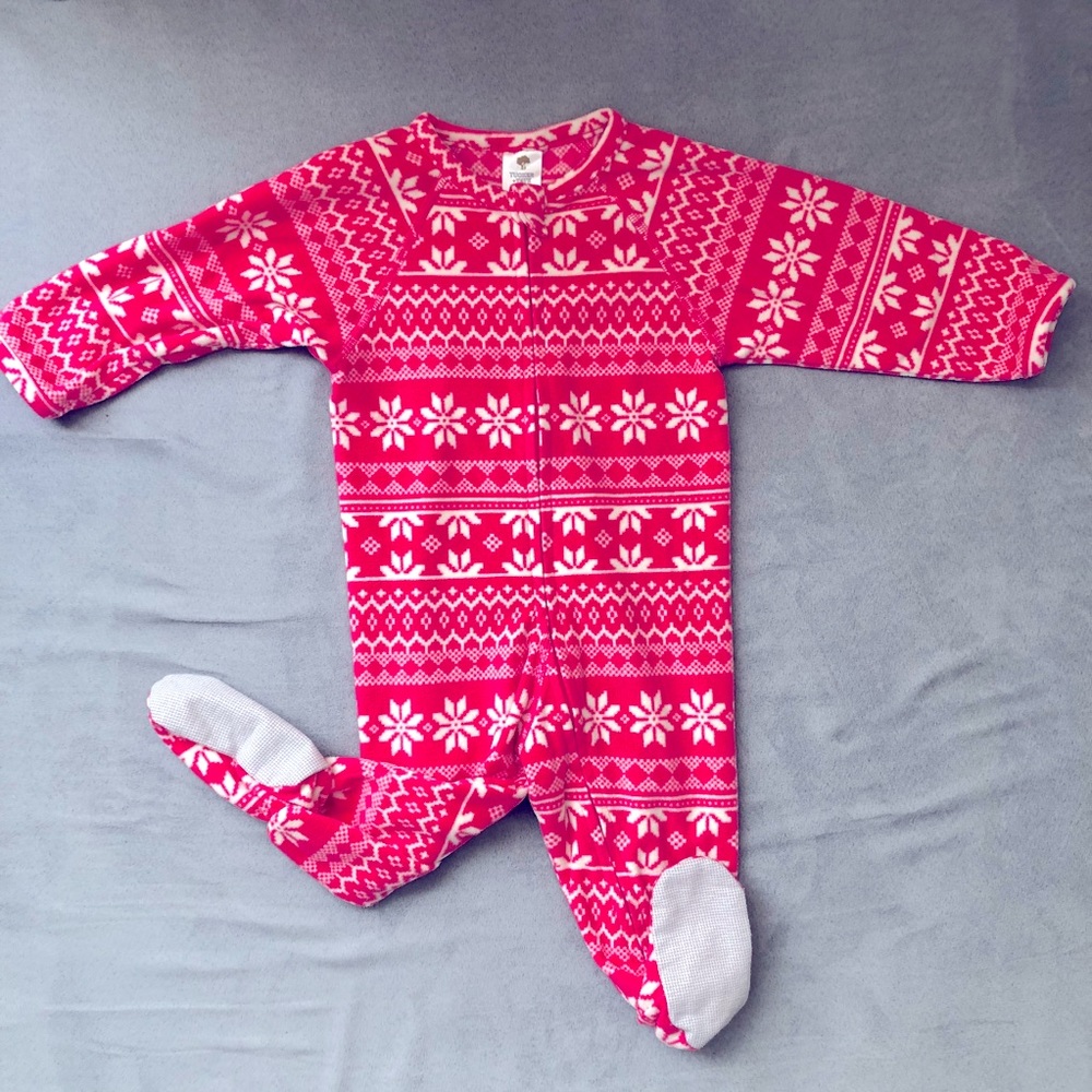 Pink and White Tucker + Tate Fleece Pajamas 12 mo
